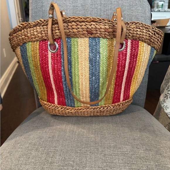 Boho Colorful Striped Woven Tote Bag - Picture 2 of 8